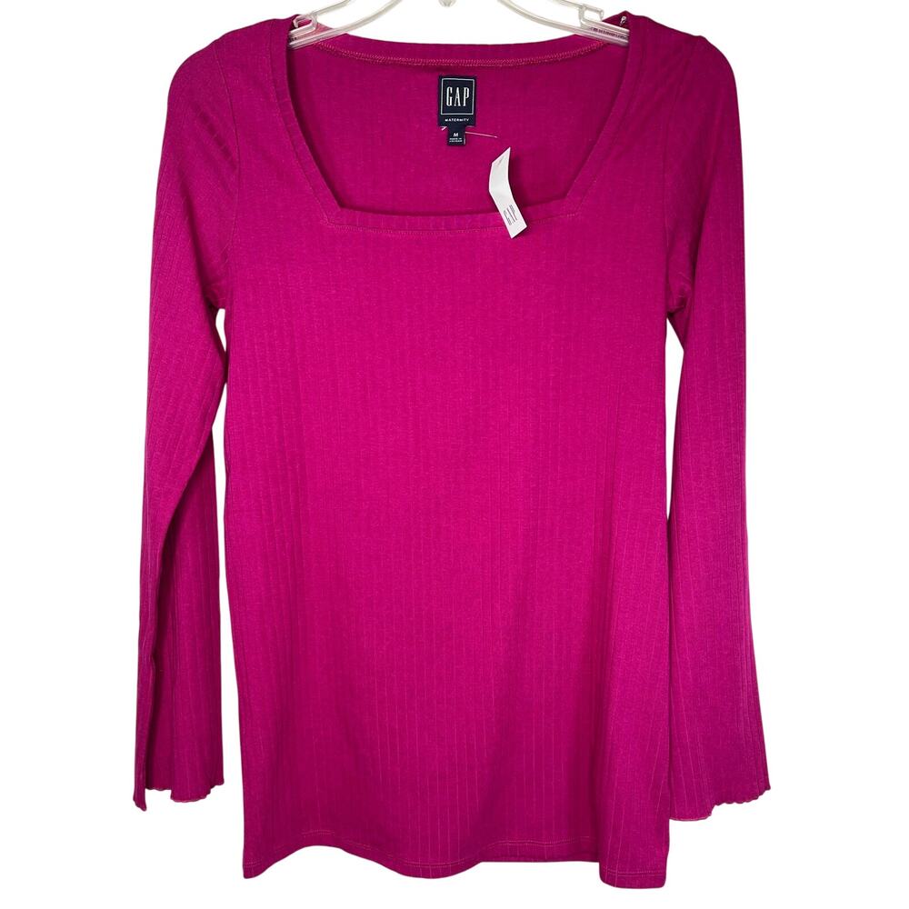 Gap Maternity square neck ribbed t-shirt, sweet cranberry, size M, NWT